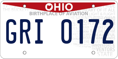 OH license plate GRI0172