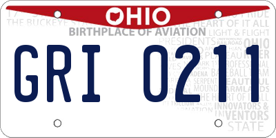 OH license plate GRI0211