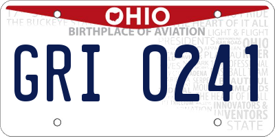 OH license plate GRI0241