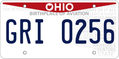 OH license plate GRI0256