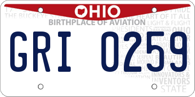 OH license plate GRI0259