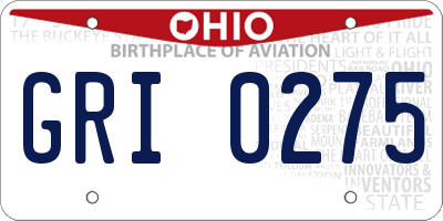 OH license plate GRI0275