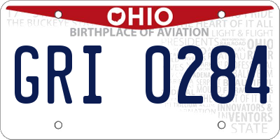 OH license plate GRI0284