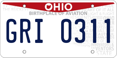 OH license plate GRI0311
