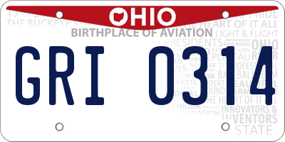OH license plate GRI0314