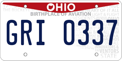 OH license plate GRI0337