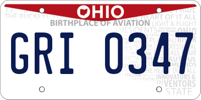 OH license plate GRI0347