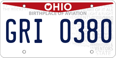 OH license plate GRI0380
