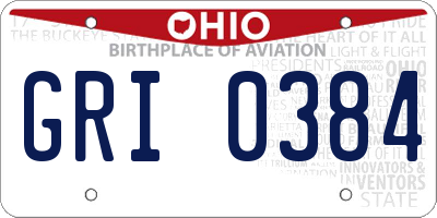 OH license plate GRI0384