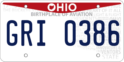 OH license plate GRI0386