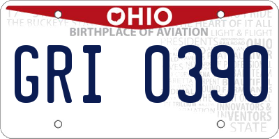 OH license plate GRI0390