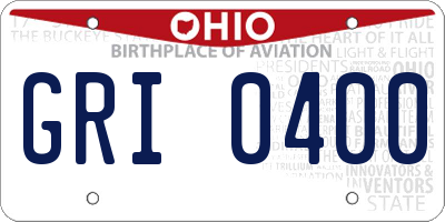 OH license plate GRI0400
