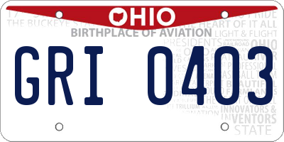 OH license plate GRI0403