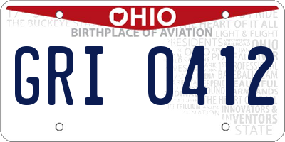 OH license plate GRI0412