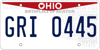 OH license plate GRI0445