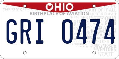OH license plate GRI0474