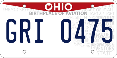 OH license plate GRI0475