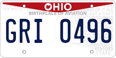 OH license plate GRI0496
