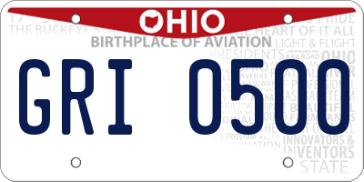 OH license plate GRI0500