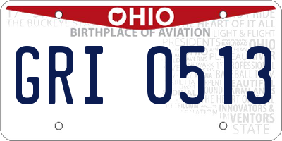 OH license plate GRI0513