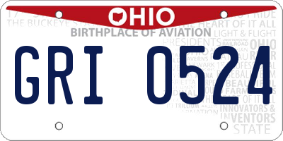 OH license plate GRI0524