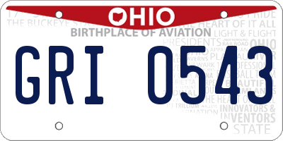 OH license plate GRI0543