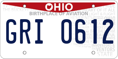 OH license plate GRI0612