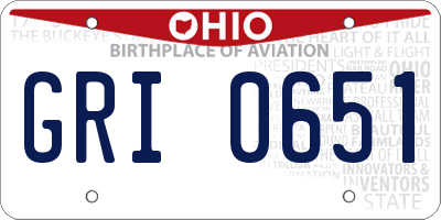 OH license plate GRI0651