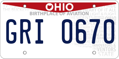 OH license plate GRI0670