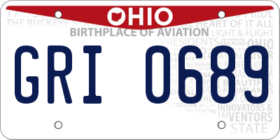 OH license plate GRI0689