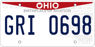 OH license plate GRI0698