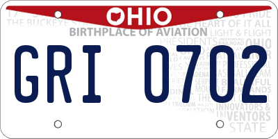 OH license plate GRI0702