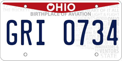 OH license plate GRI0734