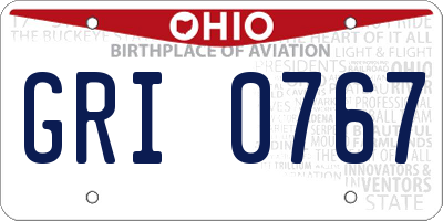 OH license plate GRI0767