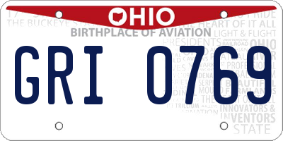 OH license plate GRI0769
