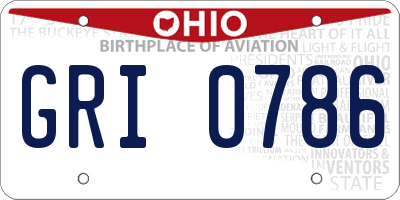 OH license plate GRI0786