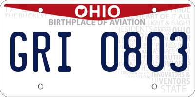 OH license plate GRI0803