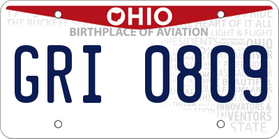 OH license plate GRI0809