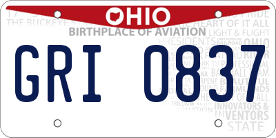 OH license plate GRI0837