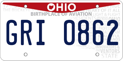 OH license plate GRI0862