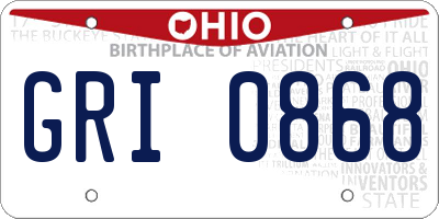 OH license plate GRI0868