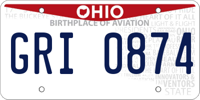OH license plate GRI0874