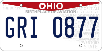 OH license plate GRI0877