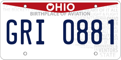 OH license plate GRI0881