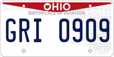 OH license plate GRI0909