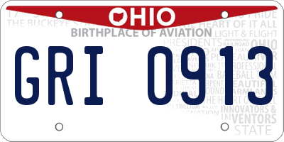 OH license plate GRI0913