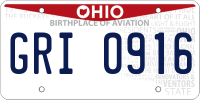 OH license plate GRI0916