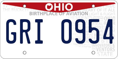 OH license plate GRI0954