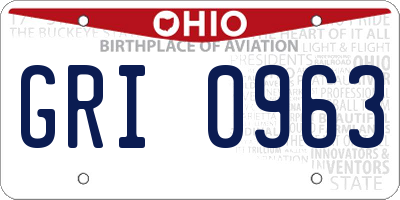 OH license plate GRI0963