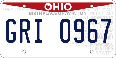 OH license plate GRI0967